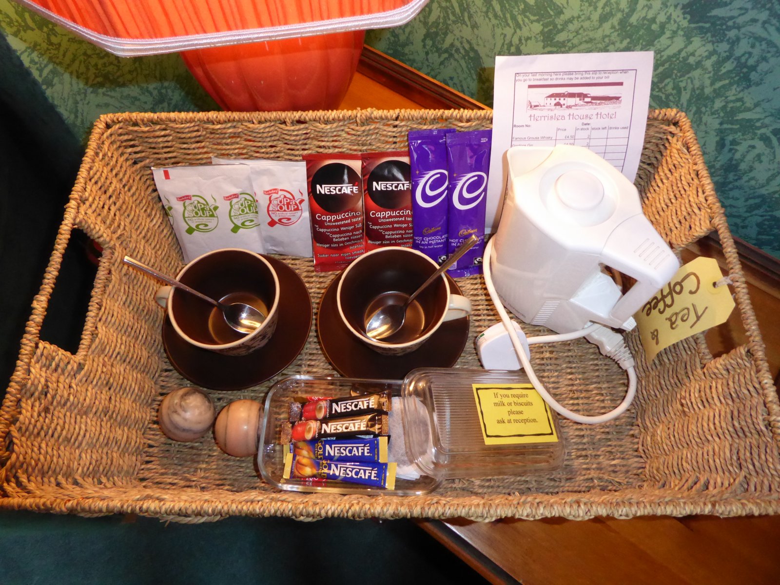 Refreshment trays in all rooms